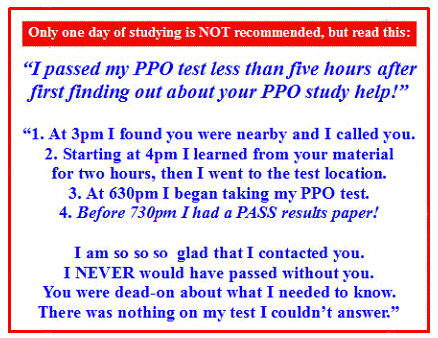 study guide practice questions for CA PPO license exam